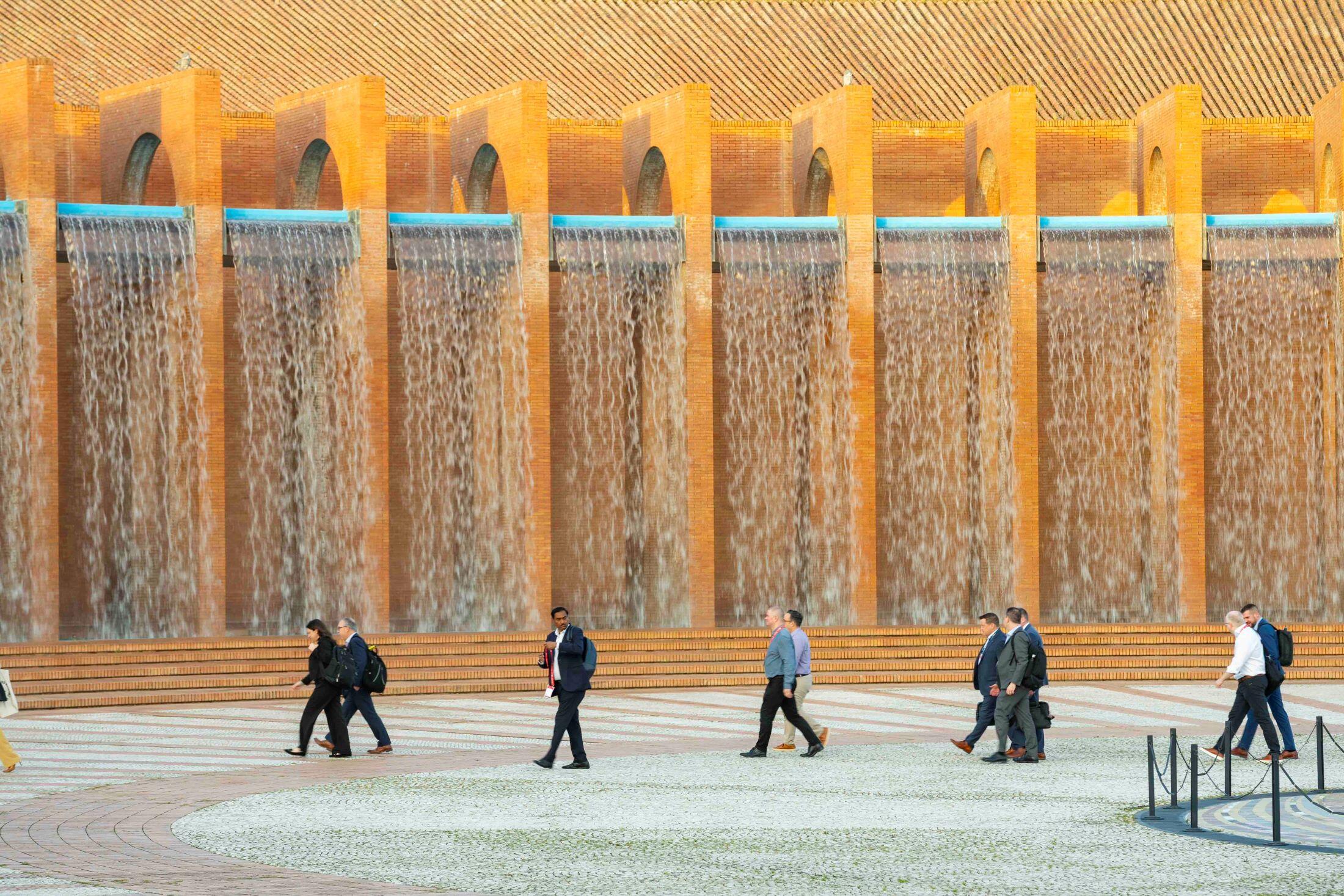 Delegates arriving at Fibes Conference and Exhibition Centre, Seville