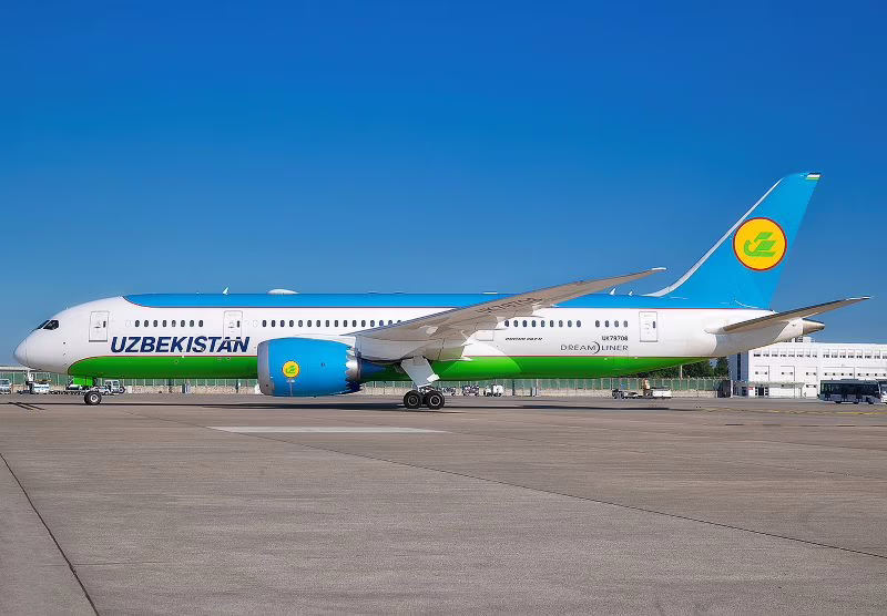 A Uzbekistan 787-8 aircraft