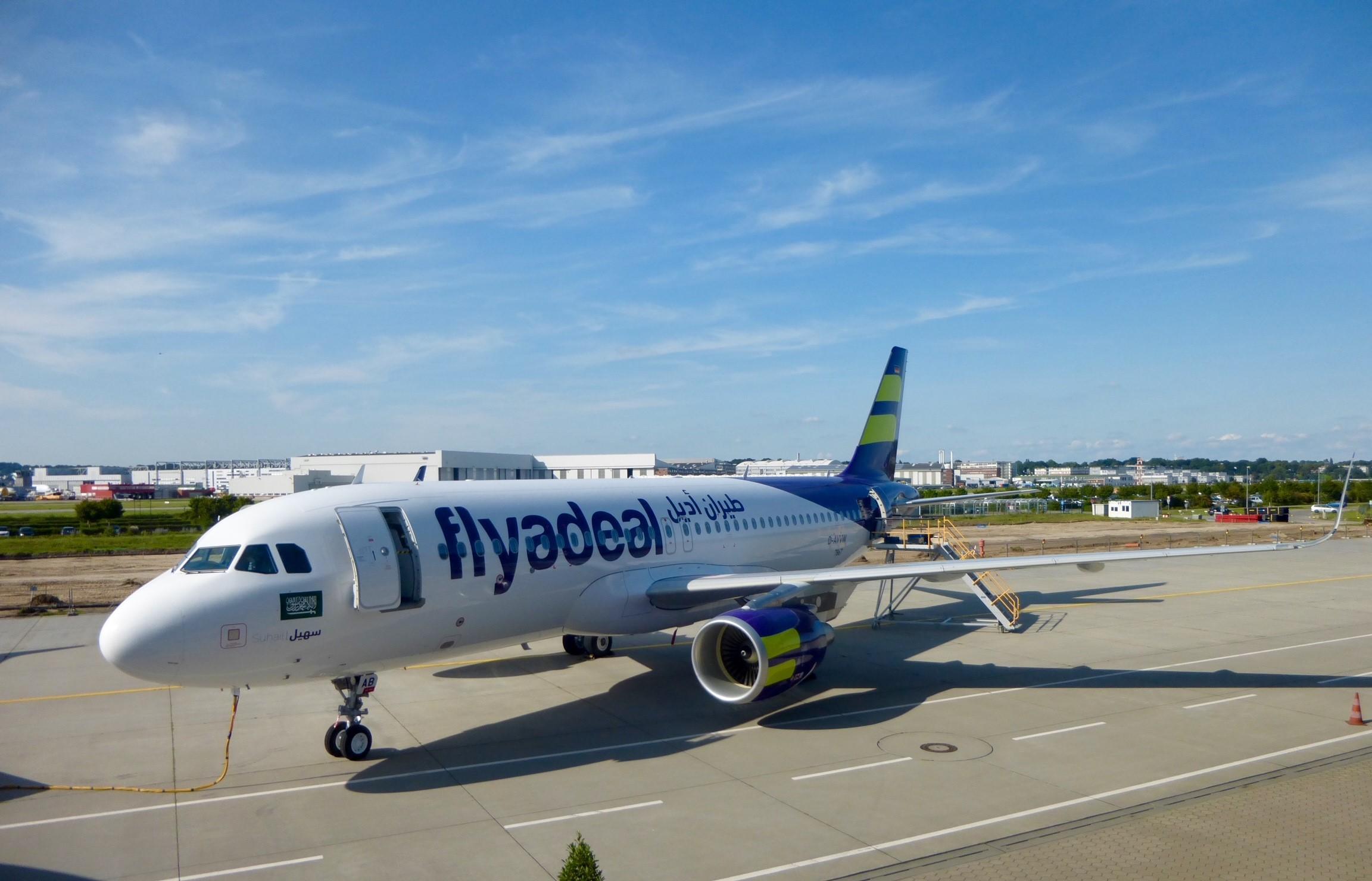 Flyadeal's very first aircraft, an Airbus A320ceo at Airbus Finkenwerder. 