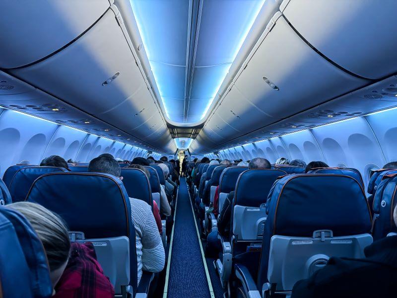 passengers in airplane cabin