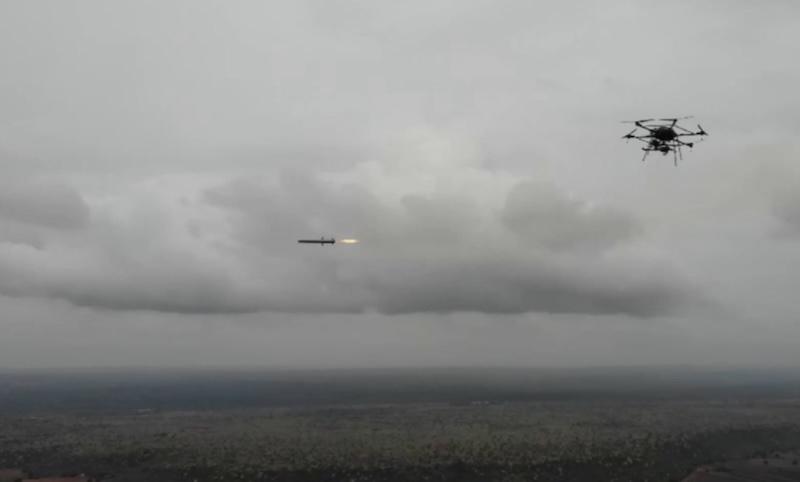 test of quadcopter launching missile in india