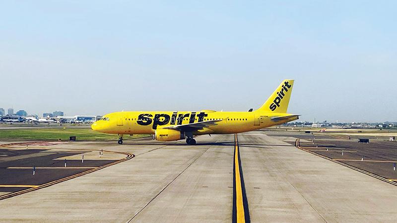 Spirit Airlines Airbus jet on runway
