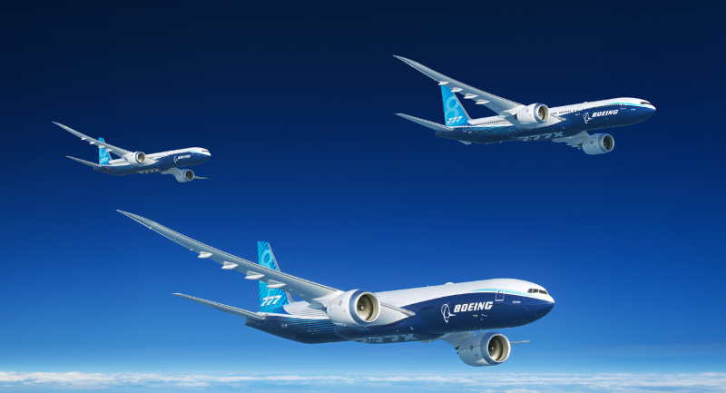 Boeing 777X family aircraft inflight