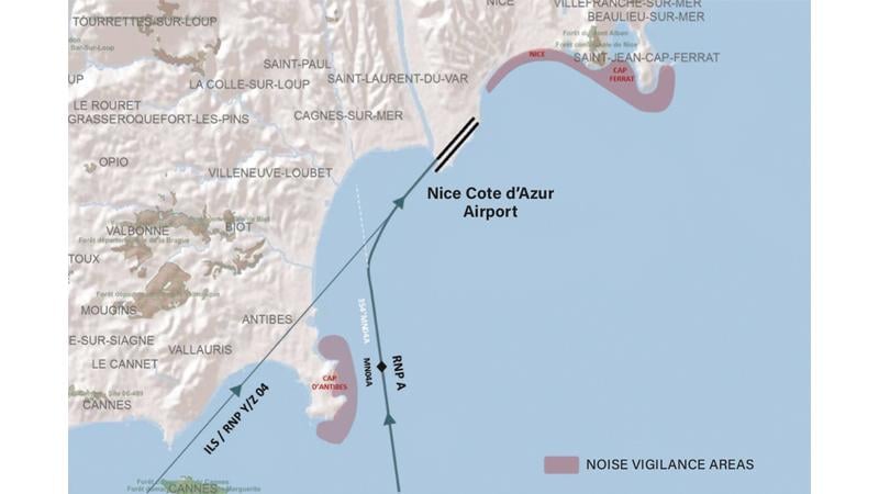 map of Nice flightpaths