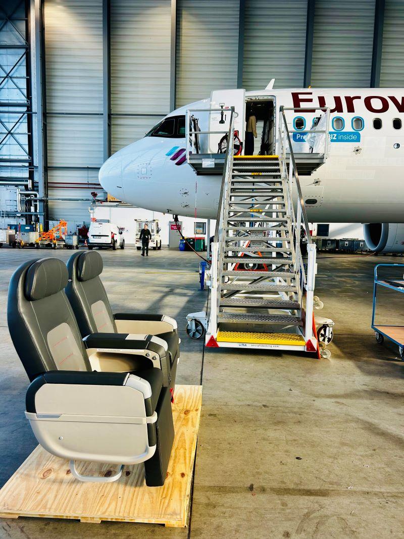 Seats and a Eurowings aircraft