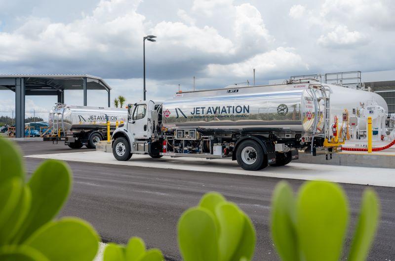 Jet Aviation fuel trucks at its new FBO at Miami-Opa Locka Executive Airport. 