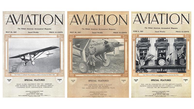 Aviation covers of May 23, May 30 and June 6, 1927, issues 