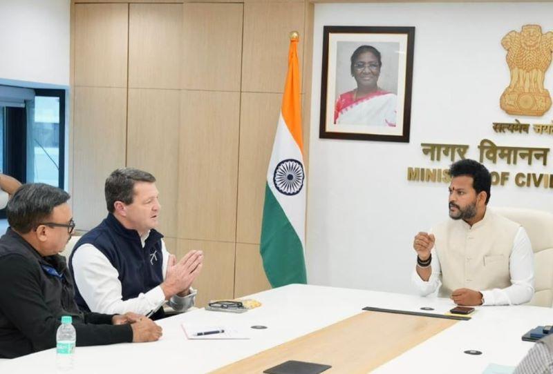 Ram Mohan Naidu Kinjarapu, India’s civil aviation minister, holds talks with IndiGo CEO Pieter Elbers on Dec. 9.