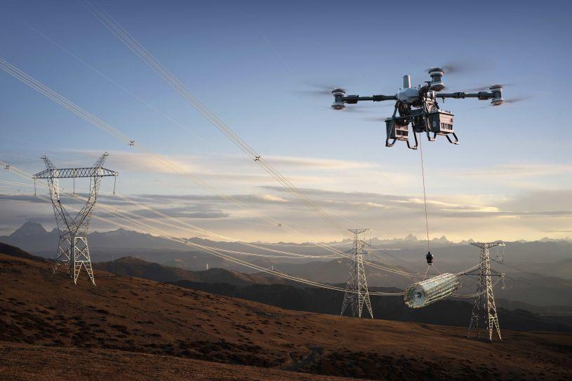 The DJI drone comes with an electric winch and a 30-m. cable.