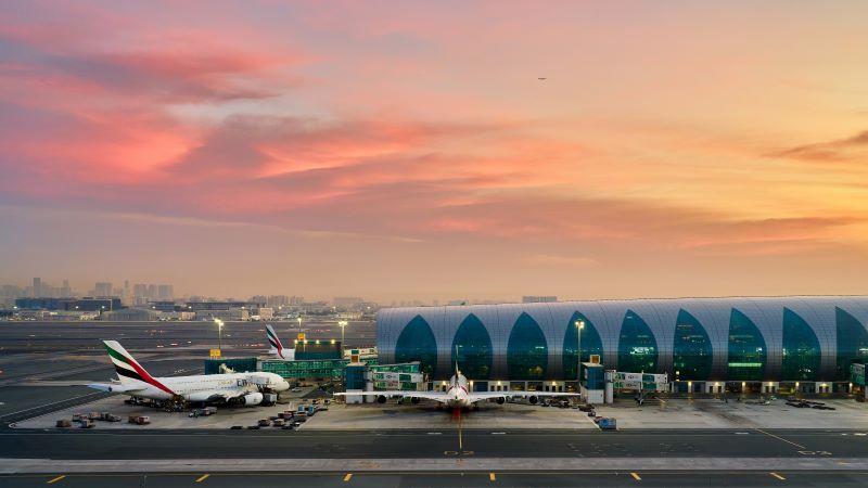 DXB with a sunset