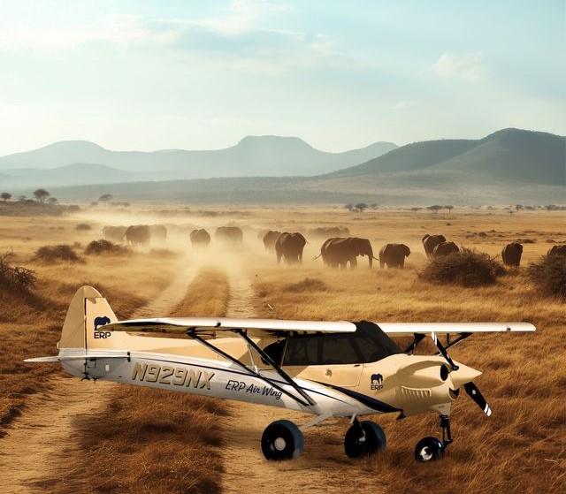an aircraft surrounded by mountains