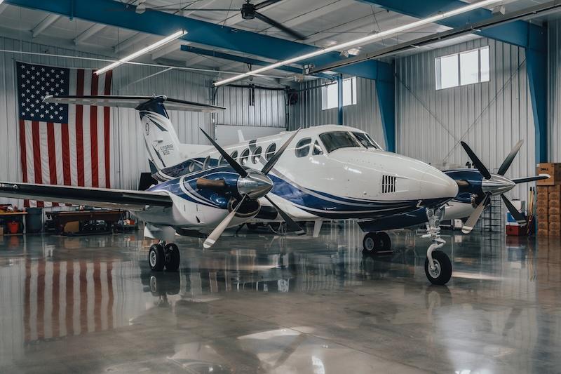 king air 200 in hangar