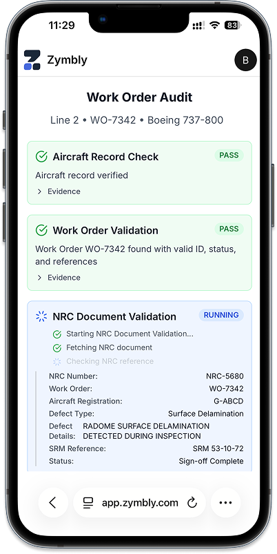 Zymbly work order audit