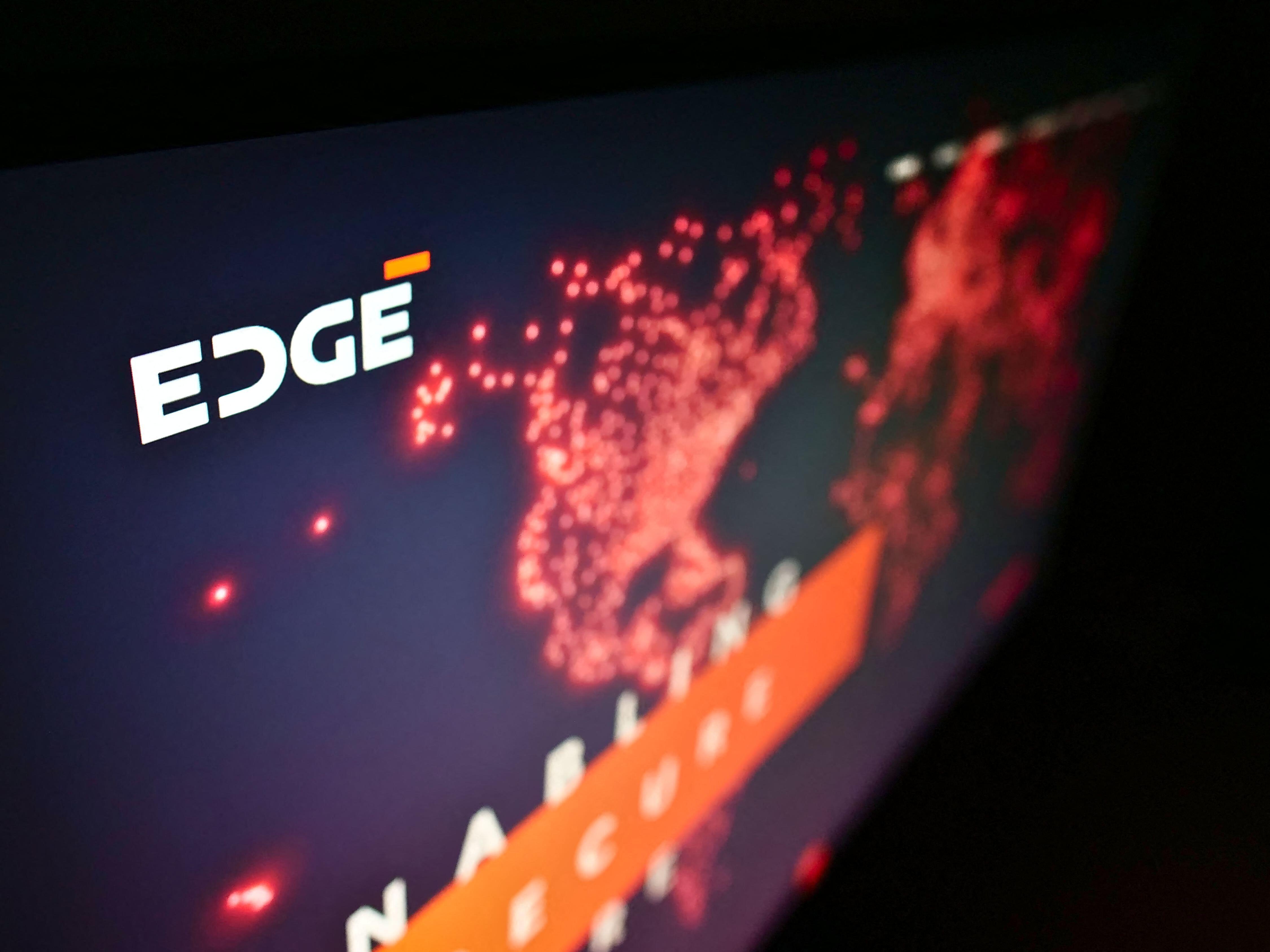 Edge Group logo on monitor/Alamy