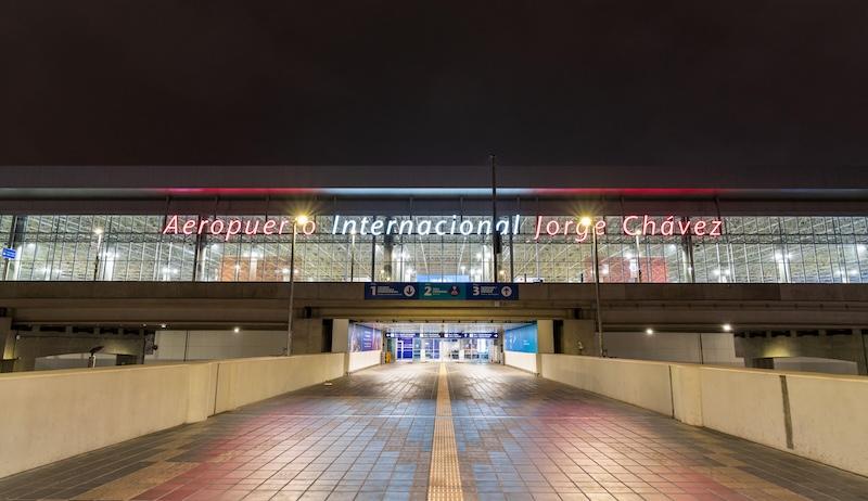 LIM airport sign at night
