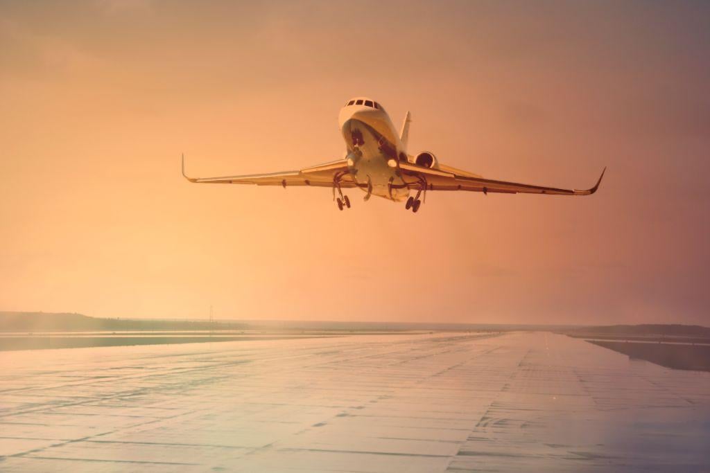 a business jet in the air 