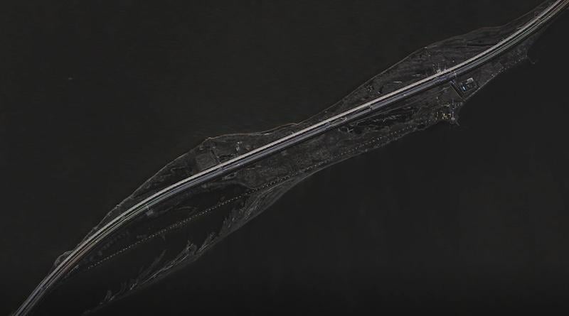 Crimea bridge imaged at 0.8 ft. resolution by Iceye synthetic aperture radar satellite.