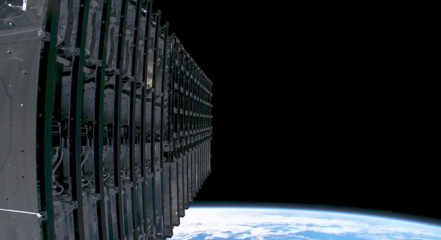 Starlink satellites about to be deployed from Falcon 9 rocket.