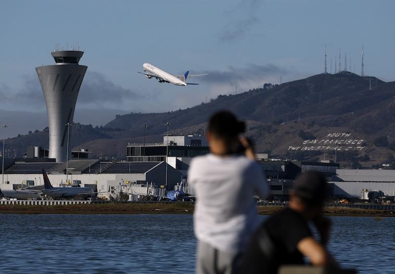 plane taking off at SFO
