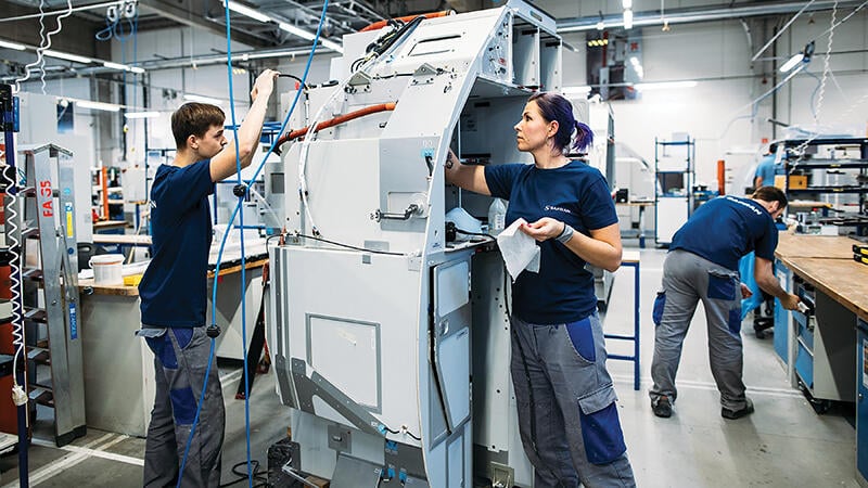 employees working on a monument