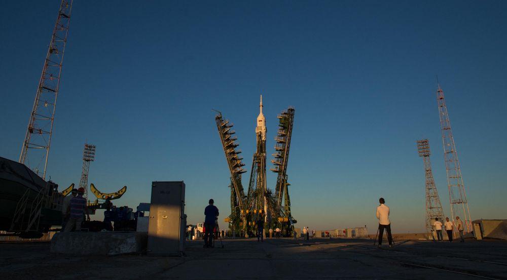 Soyuz MS-05 spacecraft prepares to launch to the NASA International Space Station with Expedition 52 astronauts at the Baikonur Cosmodrome July 28, 2017 in Baikonur, Kazakhstan. (photo by Joel Kowsky via Planetpix)