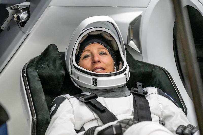 Sophie Adenot in a spaceship