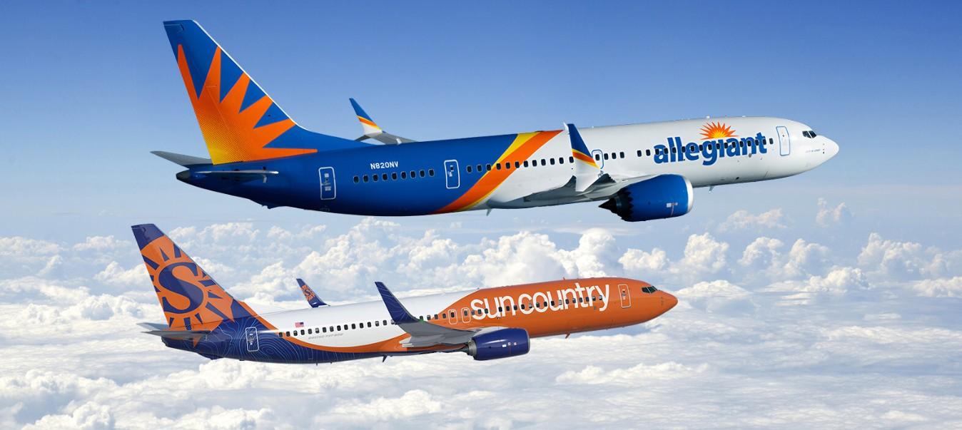 Rendering of Sun Country and Allegiant airliners. 