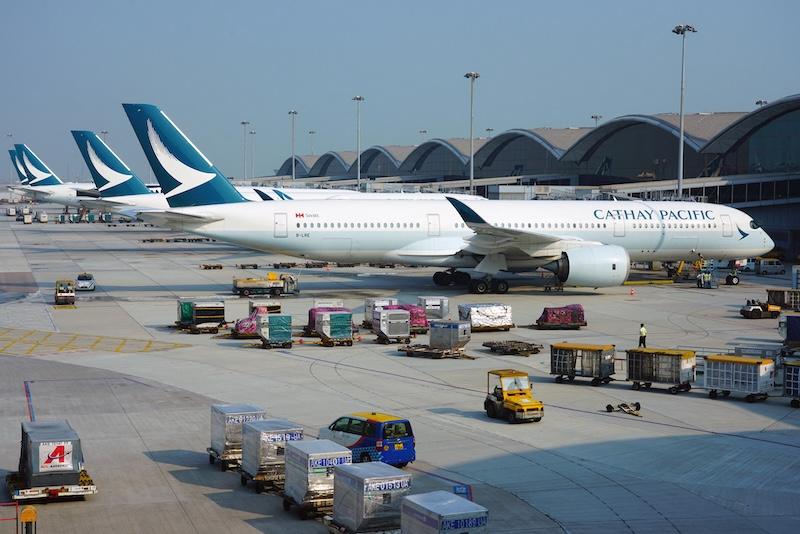 cathay pacific jets on the ground