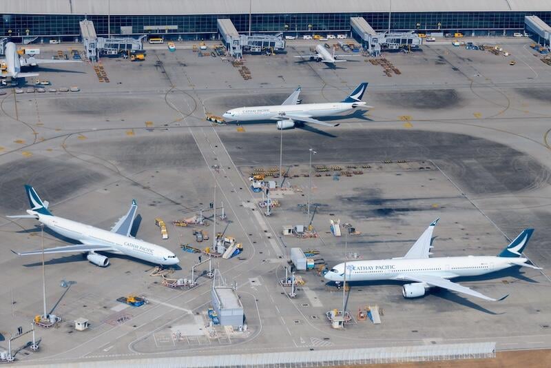 cathay pacific jets from above