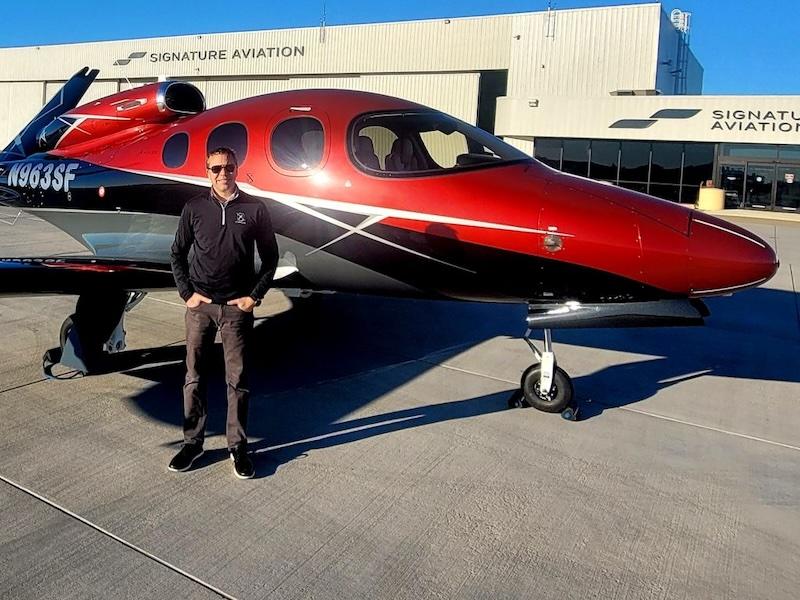 Matt Bergwall, Cirrus executive director of the Vision Jet product line, in Wichita showcasing the new Vision Jet G3