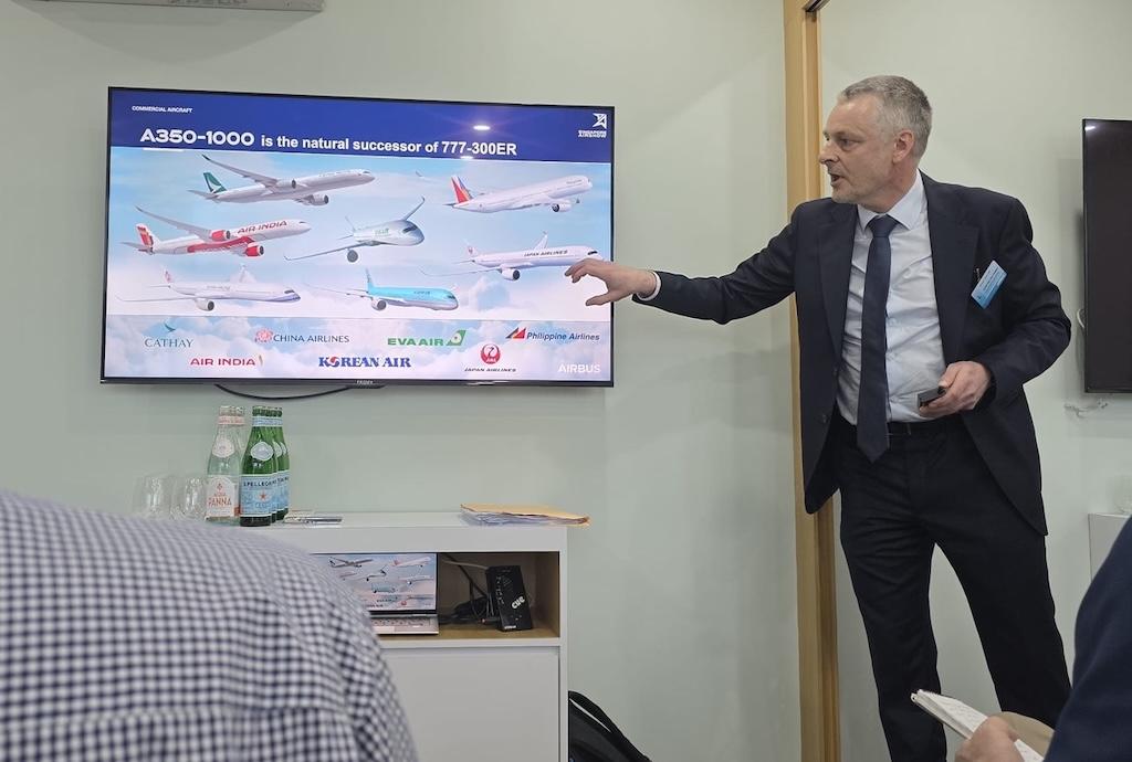 Airbus’ Joost van der Heijden speaking to reporters at the Singapore Airshow