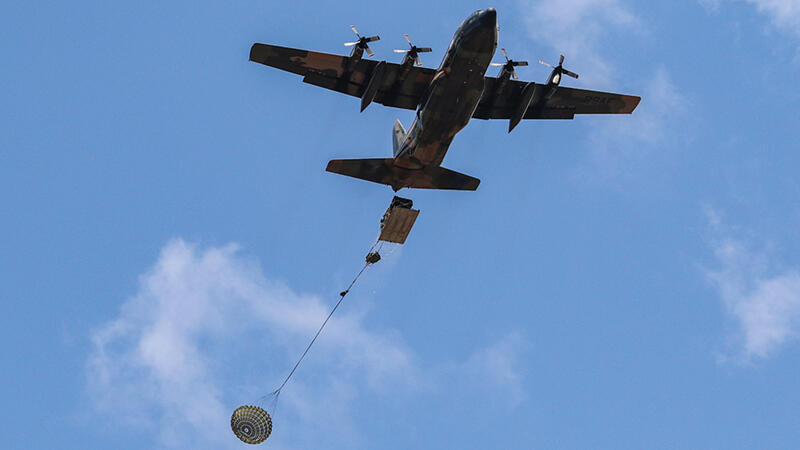 C-130 transport in flight