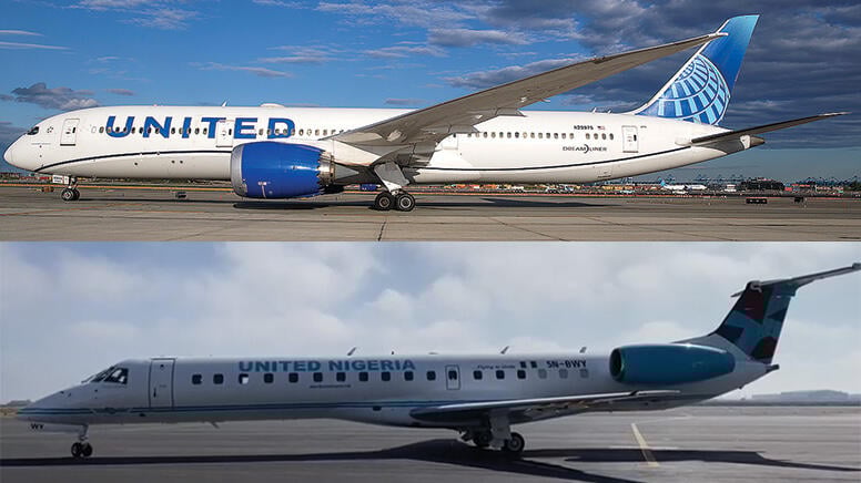 United Airlines 777 and United Nigeria E145
