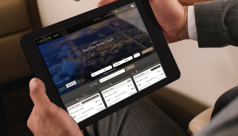 Capstone Jet Charter mockup on an iPad