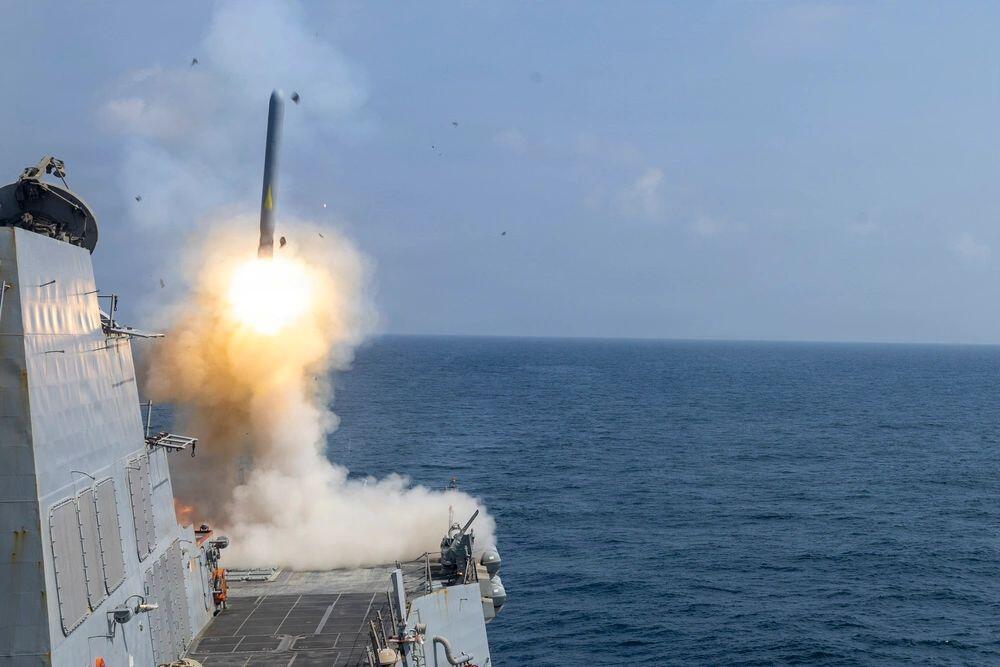 The USS Delbert Black (DDG 119) fires a Tomahawk Land Attack Missile at a target in Iran on Feb. 28, 2026. Credit U.S. Navy