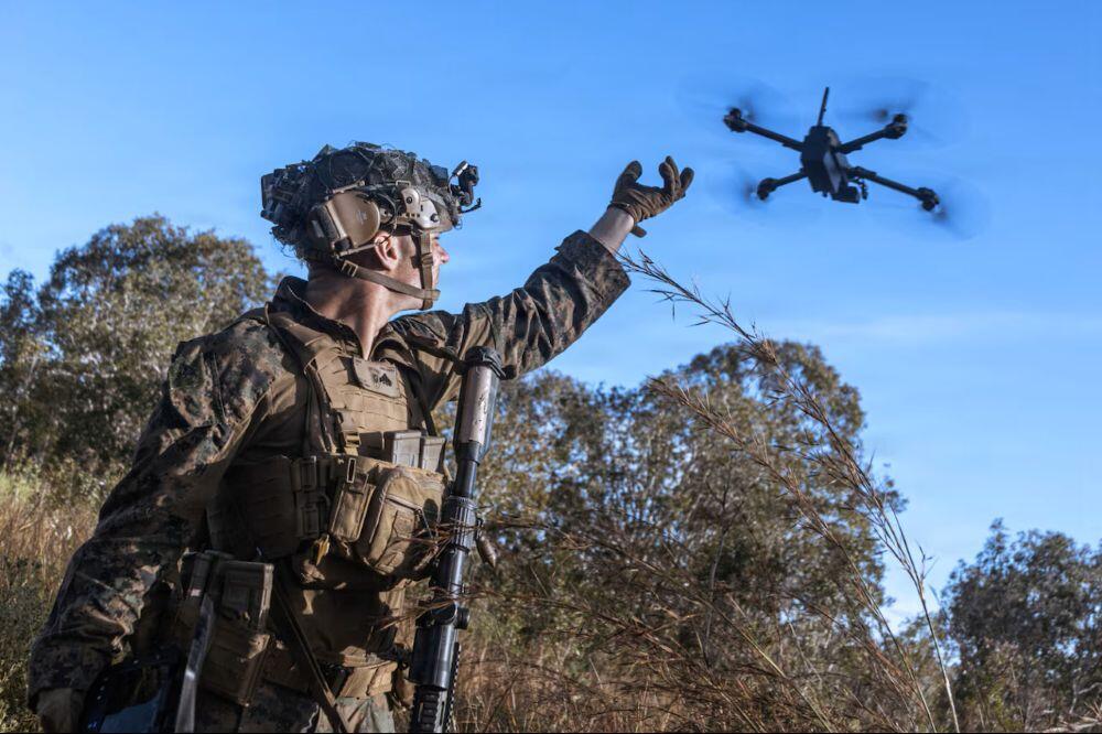 A U.S. Marine launches a quadcopter in recent exercise. Credit: U.S. Marine Corps