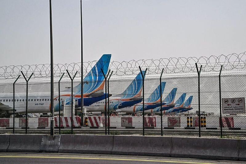 parked flydubai planes