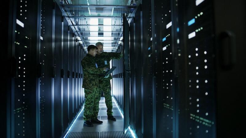 soldiers in a data center