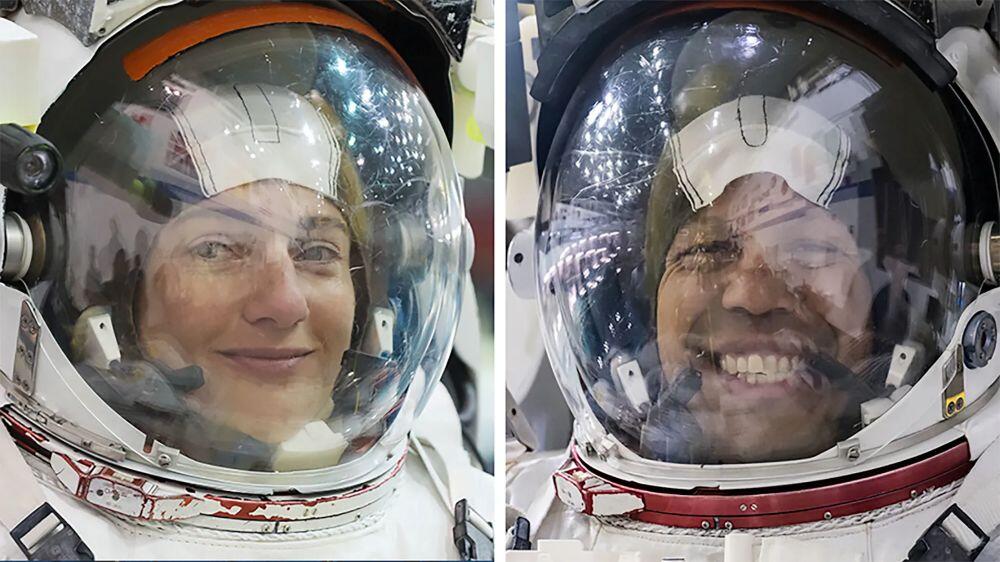 From left, NASA astronauts Jessica Meir and Chris Williams 