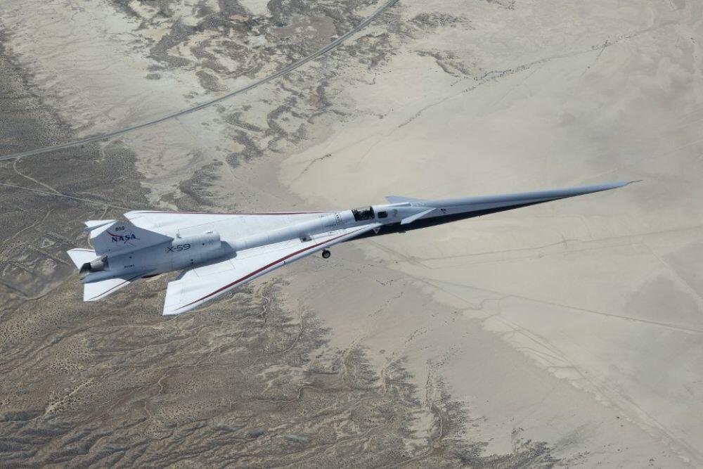 NASA  Caption – NASA’s Lockheed Martin X-59 Quesst low-boom demonstrator returned to the air with flights on March 26 and 27