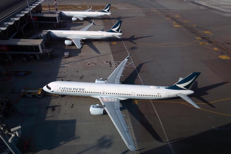 cathay jets on the tarmac