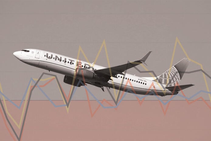 US airline data promo image featuring United 737 MAX