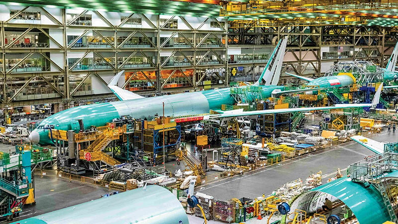 Boeing aircraft undergoing assembly