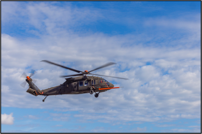 A UH-60 Black Hawk flies with the GE Aerospace T901 engine