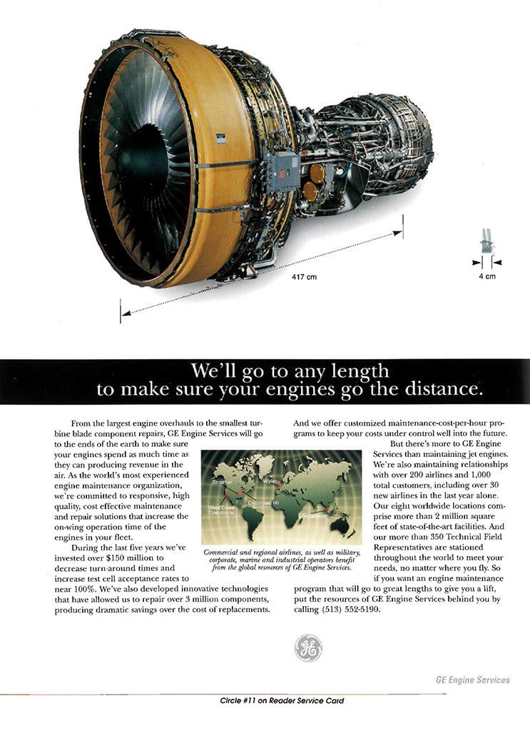 GE ad in Overhaul In Maintenance in 1996