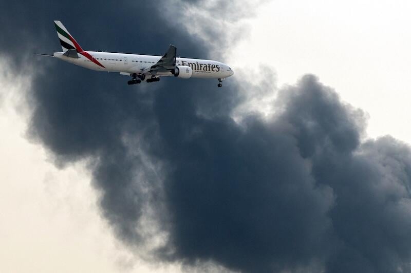 Emirates smoke plume