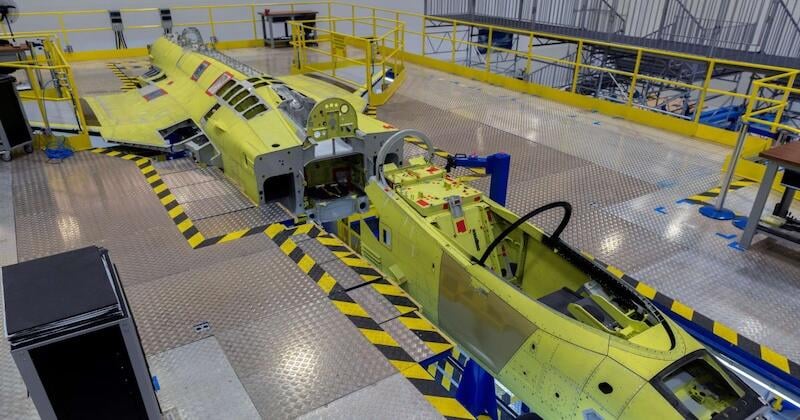 saab gripens on assembly line