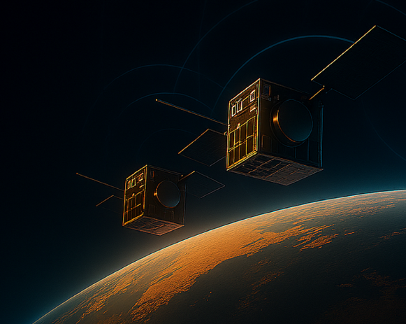 Rendering of HawkEye 360 constellation 