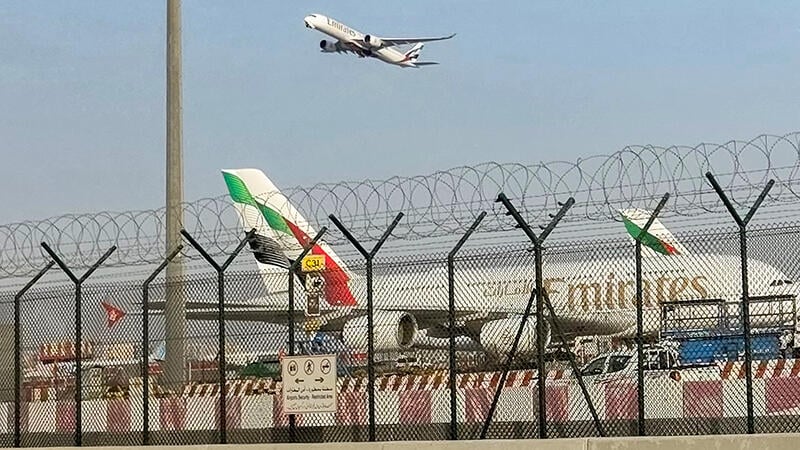 Emirates aircraft at airport