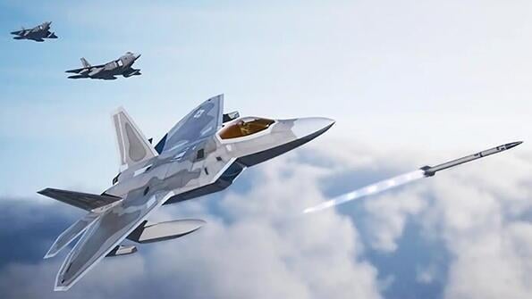 A Lockheed Martin F-22 fires an advanced new missile in this U.S. Air Force rendering released in 2022.